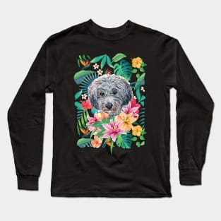 Tropical Gray Silver Toy Poodle 2 Long Sleeve T-Shirt